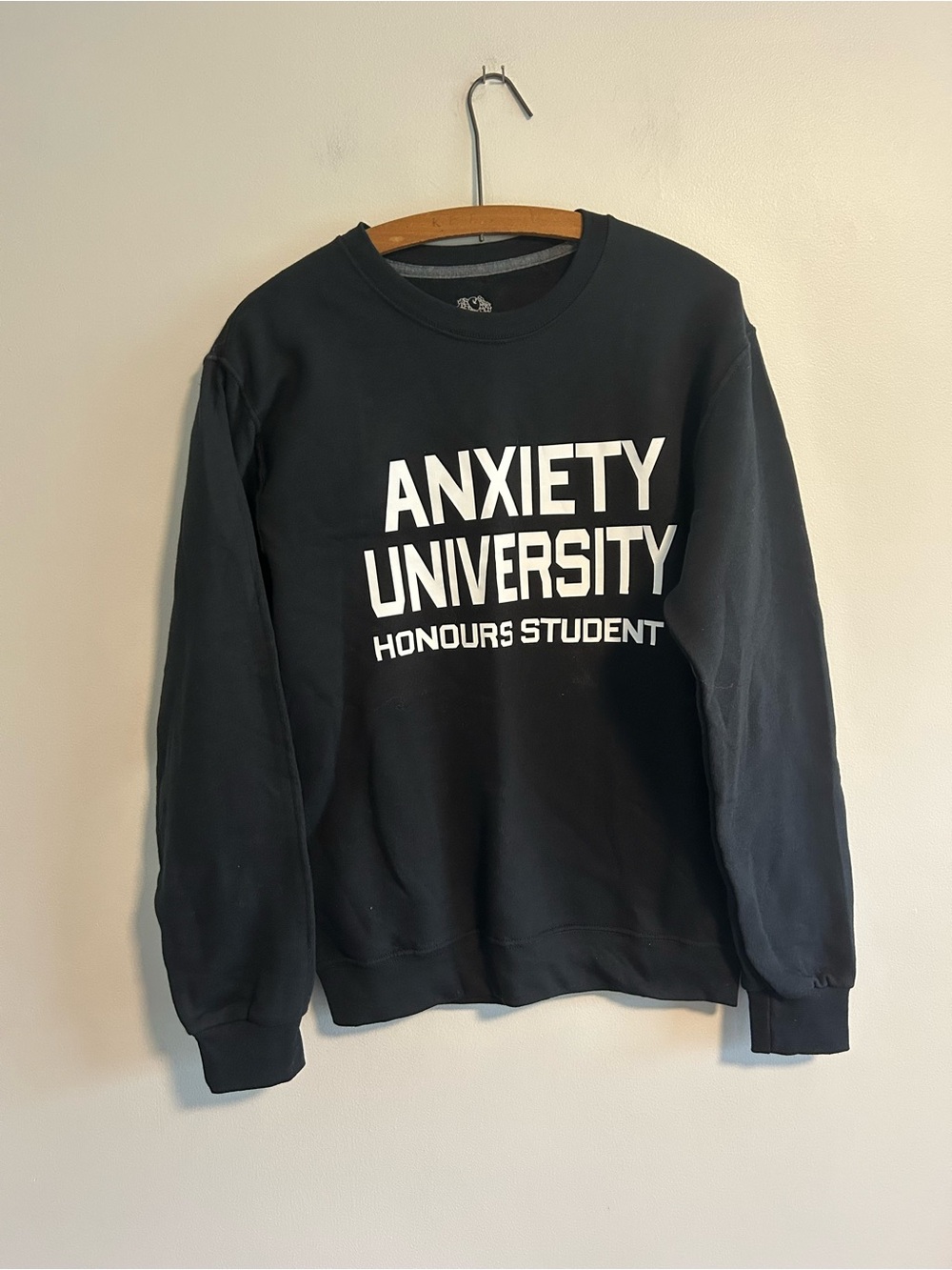 NEW small shop Black "Anxiety University" Crewneck Sweatshirt
